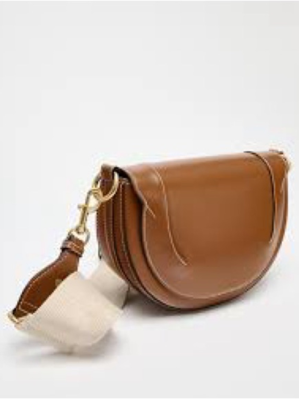 Zara Classic Saddle Crossbody Bag in Cognac Brown